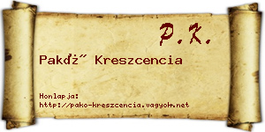 Pakó Kreszcencia névjegykártya